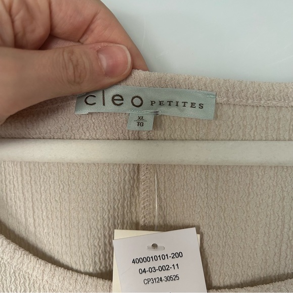 [XLp] Cleo Petite NWT Cream Beige Textured Short Sleeve Top *flaw* - Picture 5 of 10